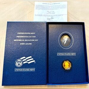 US Mint John Adams Presidential $1 Coin Historical Signature Set with COA